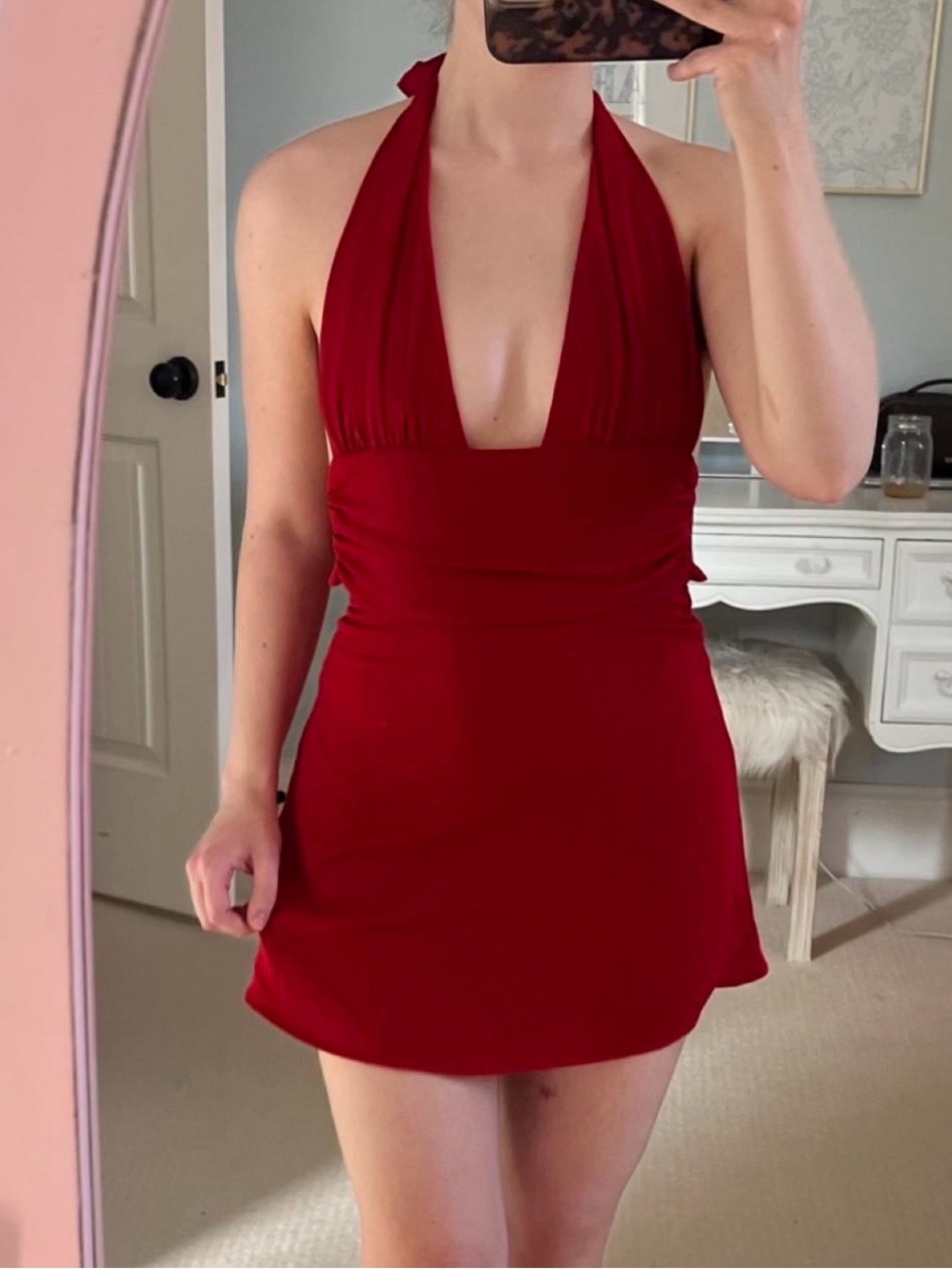 White Fox Red Halter Mini Dress XS